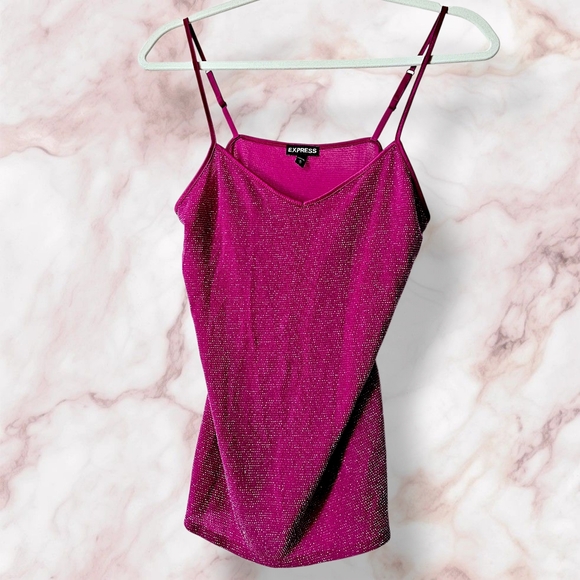 Express Tops - Express Metallic V-Neck Cami Tank Top - Size M